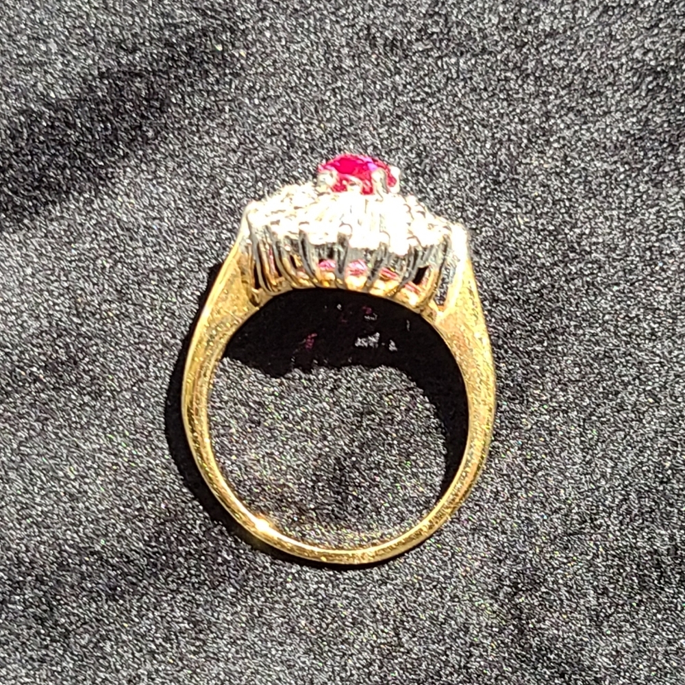 Gold Ruby Cocktail Ring - image 3